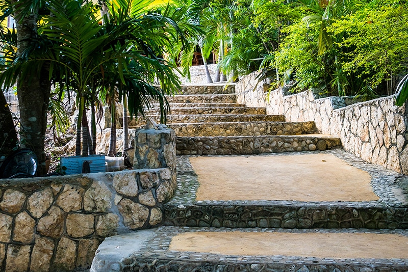 Stairs to Blue Hole Mineral Springs. Little-Bay, Jamaica